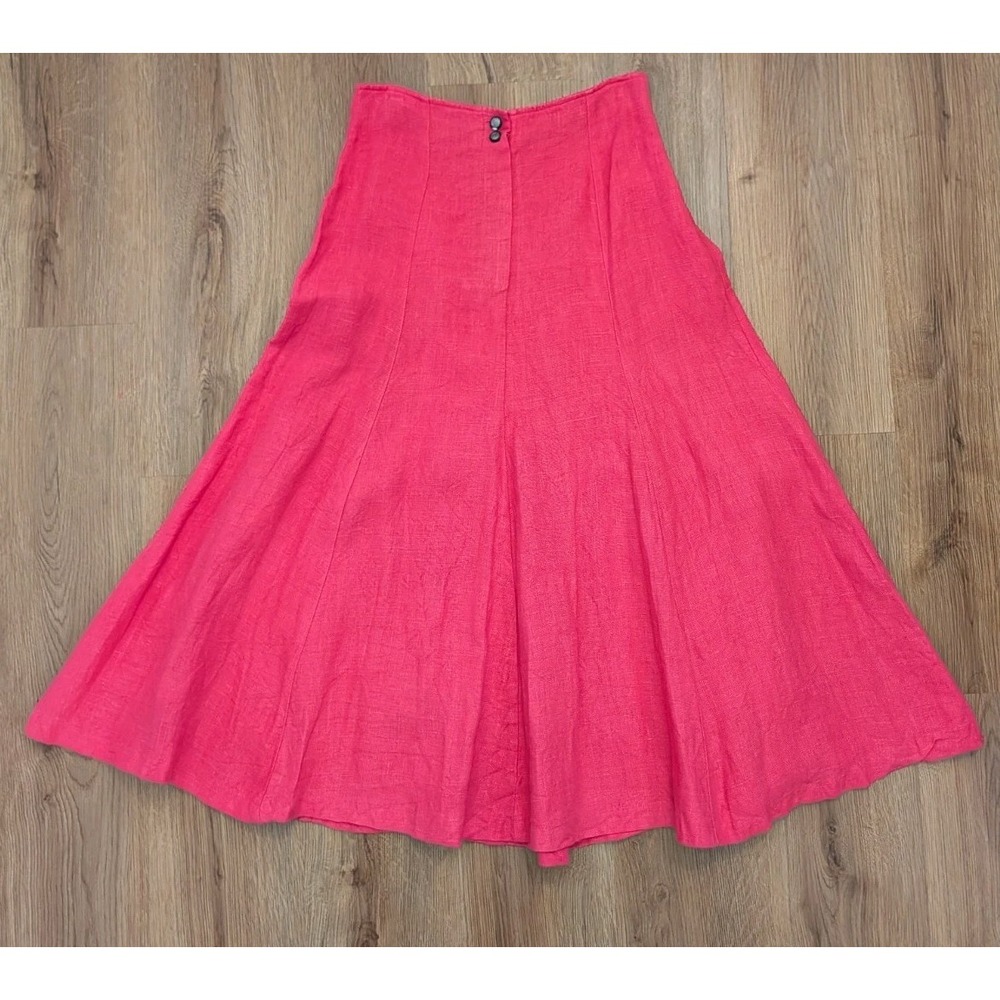 Vintage Karen Kane Pink 100%‎ Linen Full Skirt Size 10 Boho Cottagecore USA Made